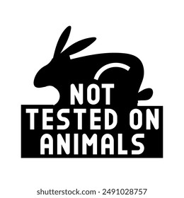 not tested on animals product label warning glyph icon vector. not tested on animals product label warning sign. isolated symbol illustration