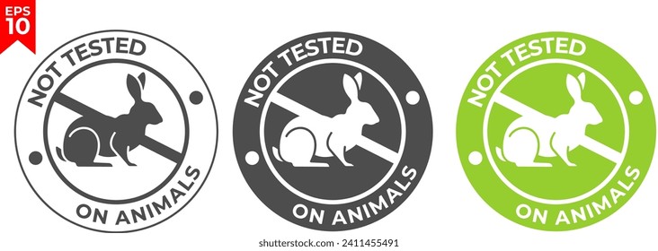 Not tested on animals round vector label stamp for cosmetics and products packaging. Flat design. Vector illustration