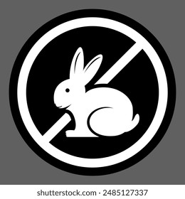 Not tested on Animals sign vector illustration, stamp Not tested on animals for product packaging symbol. Cruelty free icon,  rabbit outline, Cruelty free concept logo design with rabbit symbol.