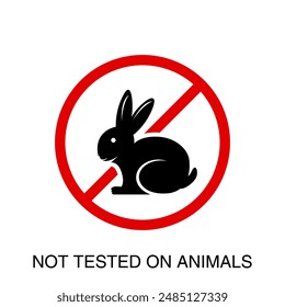 Not tested on Animals sign vector illustration, stamp Not tested on animals for product packaging symbol. Cruelty free icon,  rabbit outline, Cruelty free concept logo design with rabbit symbol.
