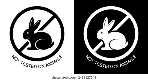 Not tested on Animals sign vector illustration, stamp Not tested on animals for product packaging symbol. Cruelty free icon,  rabbit outline, Cruelty free concept logo design with rabbit symbol.