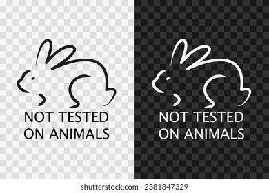 Not tested on animals, silhouette icon, vector glyph sign. Not tested on animals, symbol isolated on dark and light transparent backgrounds.