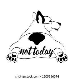 Not Today t-shirt print wiht lying Corgi dog