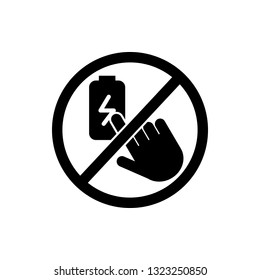 not touch battery icon. Element of prohibition sign icon. Premium quality graphic design icon. Signs and symbols collection icon