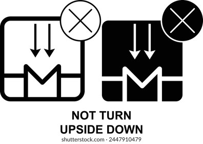 Not turn upside down Black and White icon set. Editable Set of Delivery and Logistics web icons in line and fill style. High quality business icon set of Logistics