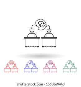 Not understanding colleague multi color icon. Simple thin line, outline vector of colleague and business partners icons for ui and ux, website or mobile application