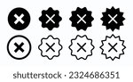 Not verified black. Cross x vector icon. no wrong symbol. delete, vote sign icon set in different shapes.