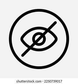 Not visible icon in line style about essentials, use for website mobile app presentation