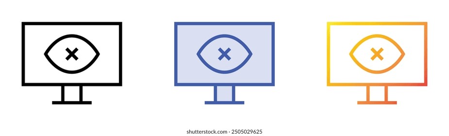 not visible icon. Linear, Blue Fill and Gradient Style Design Isolated On White Background