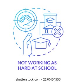 Not Working As Hard At School Blue Gradient Concept Icon. Peer Pressure Of Being Teen Abstract Idea Thin Line Illustration. High School Problems. Isolated Outline Drawing. Myriad Pro-Bold Font Used