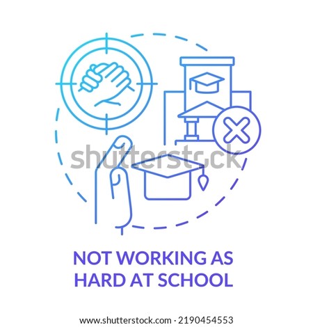 Not working as hard at school blue gradient concept icon. Peer pressure of being teen abstract idea thin line illustration. High school problems. Isolated outline drawing. Myriad Pro-Bold font used