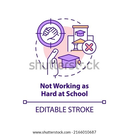 Not working as hard at school concept icon. Peer pressures of being teenager abstract idea thin line illustration. Isolated outline drawing. Editable stroke. Arial, Myriad Pro-Bold fonts used