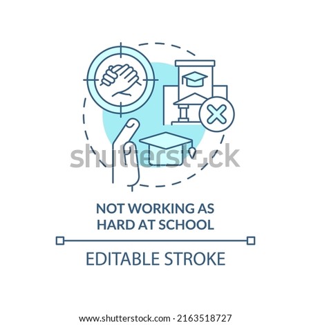 Not working as hard at school turquoise concept icon. Peer pressure of being teen abstract idea thin line illustration. Isolated outline drawing. Editable stroke. Arial, Myriad Pro-Bold fonts used