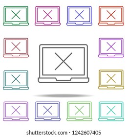not working laptop icon. Elements of data secutity in multi color style icons. Simple icon for websites, web design, mobile app, info graphics