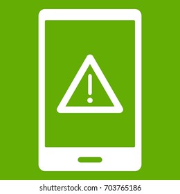 Not Working Phone Icon White Isolated On Green Background. Vector Illustration