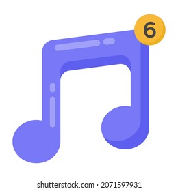 Nota with numbers denoting flat icon of music notifications 