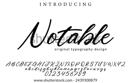 Notable Font Stylish brush painted an uppercase vector letters, alphabet, typeface
