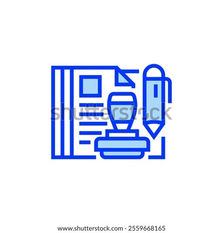 Notarized Document Icon. linear style sign for mobile concept and web design. Outline vector icon. Symbol, logo illustration. Vector