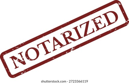 Vector de sello de goma notariado - etiqueta de certificación legal de Grunge rojo