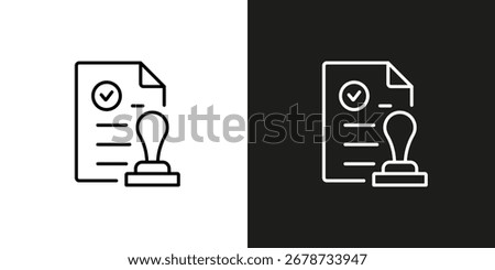 Notary document or license with a seal. Vector editable stroke icon.