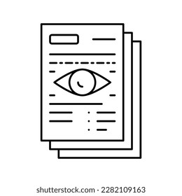 notary document reading line icon vector. notary document reading sign. isolated contour symbol black illustration