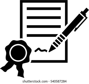 Notary. Document with seal and pencil