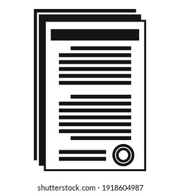 Notary documents icon. Simple illustration of notary documents vector icon for web design isolated on white background