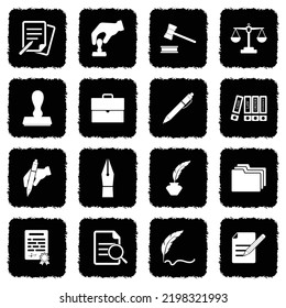 Notary Icons. Grunge Black Flat Design. Vector Illustration.