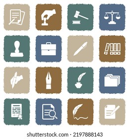 Notary Icons. Grunge Color Flat Design. Vector Illustration.