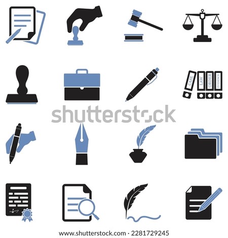 Notary Icons. Two Tone Flat Design. Vector Illustration.