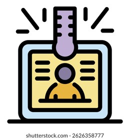 Notary id card icon. Outline notary id card vector icon color flat isolated