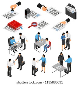 Notary Isometric Icons Set