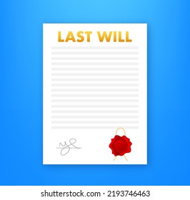 Notary Last will. Funeral ceremony. Vector stock illustration.