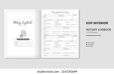 Notary Log book Journal KDP Interior