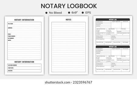 Notary Logbook Or Notebook, Low Content kdp Interior Template