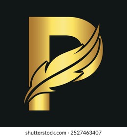Notary Logo combine with letter P vector template