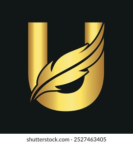 Notary Logo combine with letter U vector template