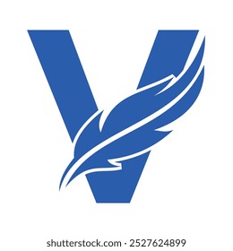 Notary Logo combine with letter V vector template