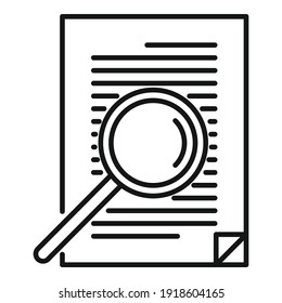 Notary magnifier paper icon. Outline notary magnifier paper vector icon for web design isolated on white background