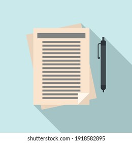 Notary paper pen icon. Flat illustration of notary paper pen vector icon for web design