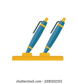 Notary pens stand icon. Flat illustration of notary pens stand vector icon isolated on white background