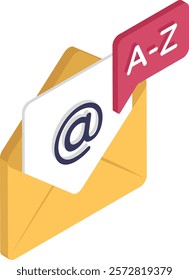 Notary Public mail isometric vector icon, International Language Day symbol, Translation Services sign, Plurilingualism and Multilingualism illustration, Newsletter Email auto Translator concept
