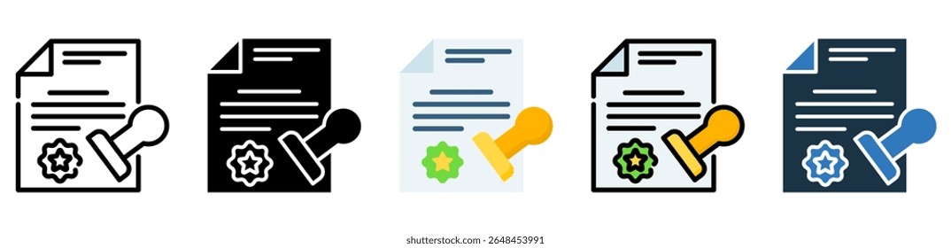 Notary Seal Icon Multiple Style Vector Illustration
