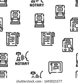 Notary Service Agency Seamless Pattern Vector Thin Line. Illustrations