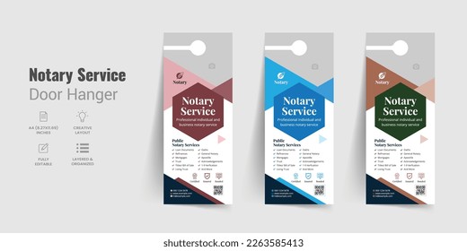 Notary service door hanger template, Notary public signing agent rollup banner