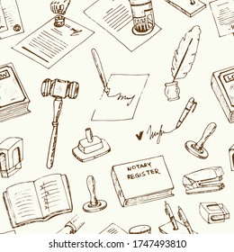 Notary service  isolated hand drawn doodles Vector pattern