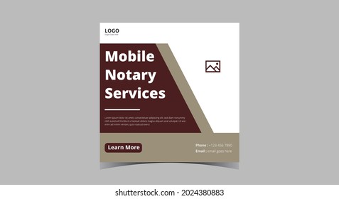 Notary service social media post design. Signature notary service social media post design