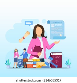 Notary Services And Legal Assistance Flat Vector Illustration.