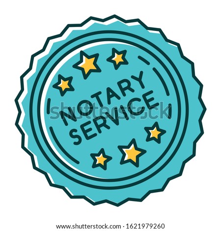 Notary services stamp mark RGB color icon. Apostille and legalization. Notarization. Notarized document. Authentification. Validation, confirmation. Isolated vector illustration
