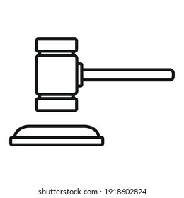 Notary wood gavel icon. Outline notary wood gavel vector icon for web design isolated on white background